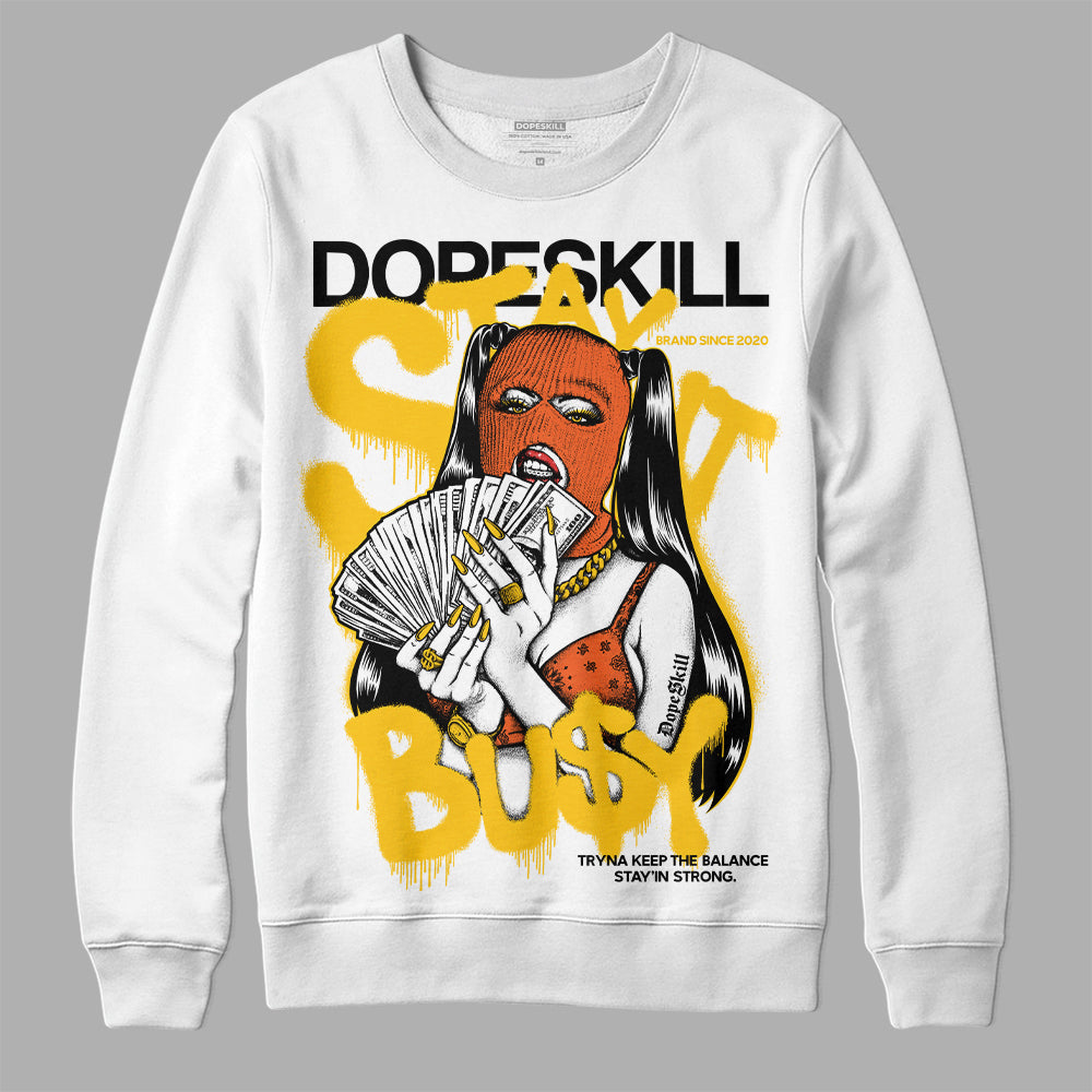 Yellow Sneakers DopeSkill Sweatshirt Stay It Busy Graphic Streetwear - White 