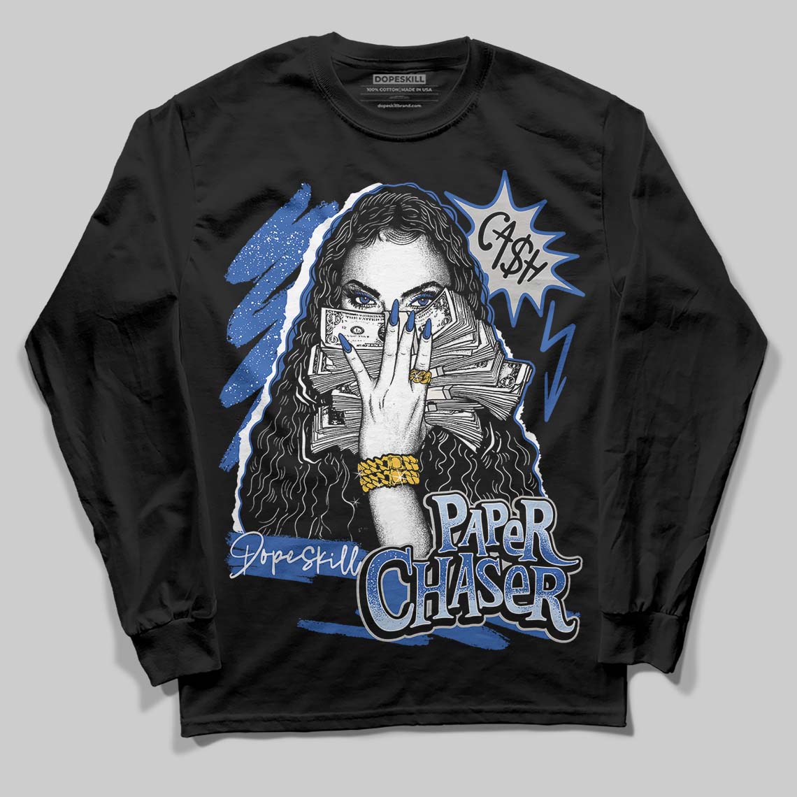 Awake NY x Jordan 5 Retro 'Black Racer Blue' DopeSkill Long Sleeve T-Shirt NPC Graphic Streetwear - Black