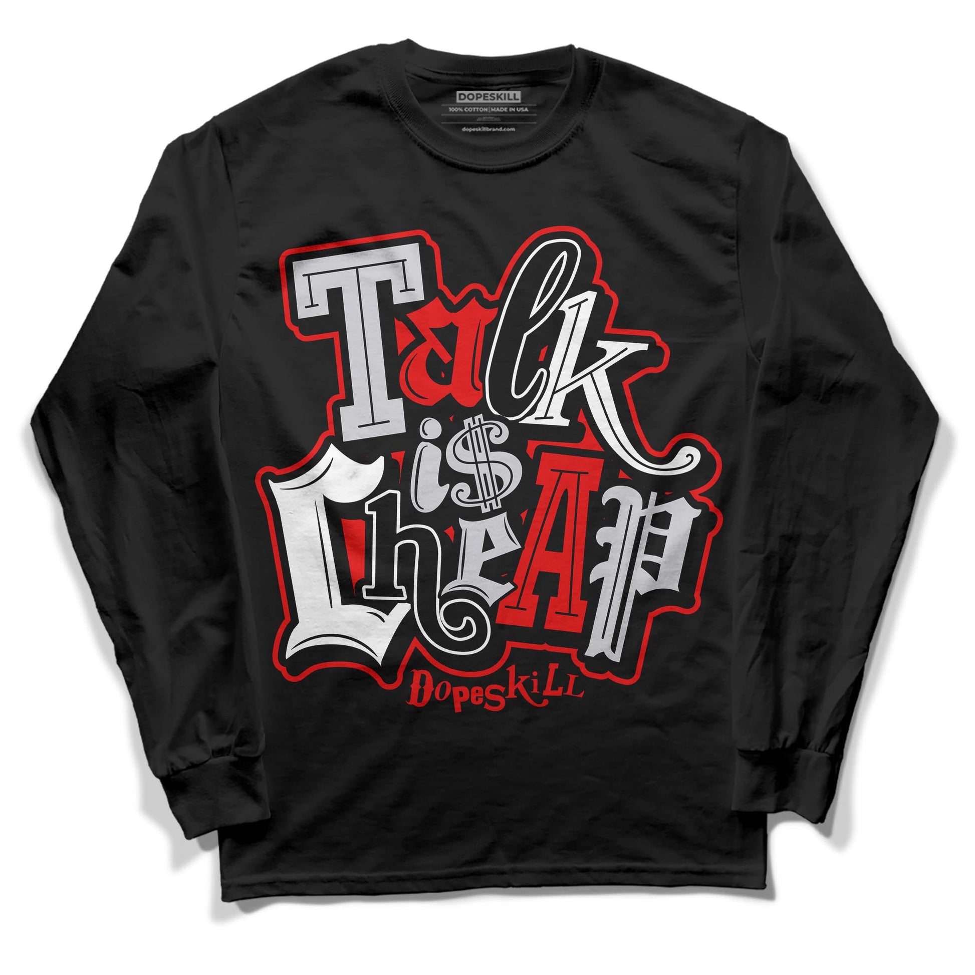 Jordan 2 Retro "Black Cement" DopeSkill Long Sleeve T-Shirt Talk Is Chip Graphic Streetwear - Black