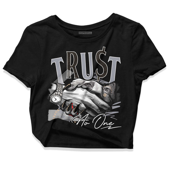 Jordan 4 Retro Frozen Moments DopeSkill Women's Crop Top Trust No One Graphic Streetwear - Black 