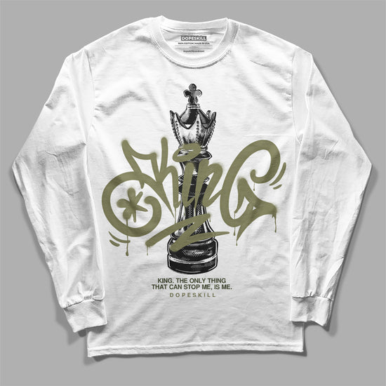 Jordan 4 Retro SE Craft Medium Olive DopeSkill Long Sleeve T-Shirt King Chess Graphic Streetwear - WHite 