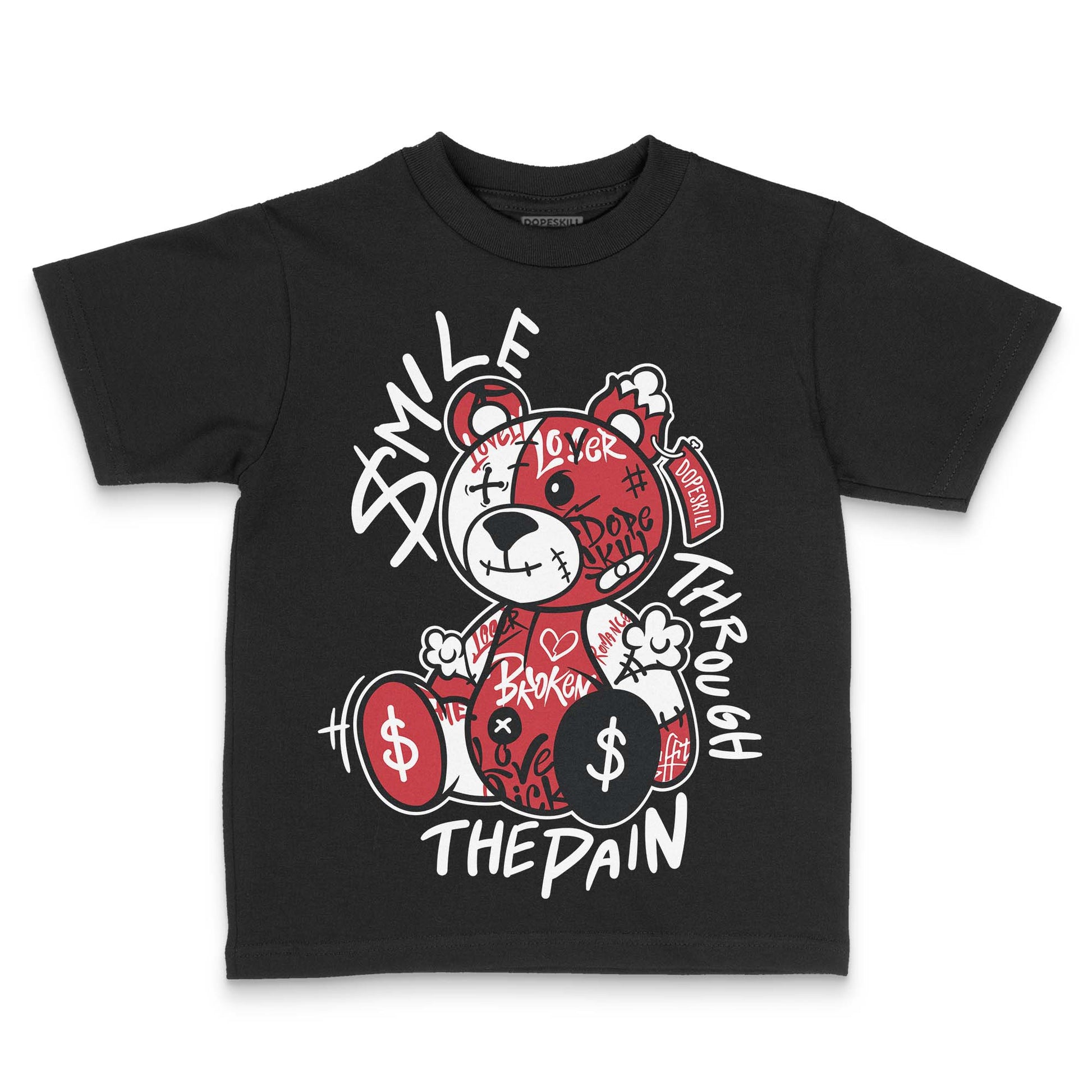 Jordan 1 Low OG "Chicago" DopeSkill Toddler Kids T-shirt Smile Through The Pain Graphic Streetwear - Black