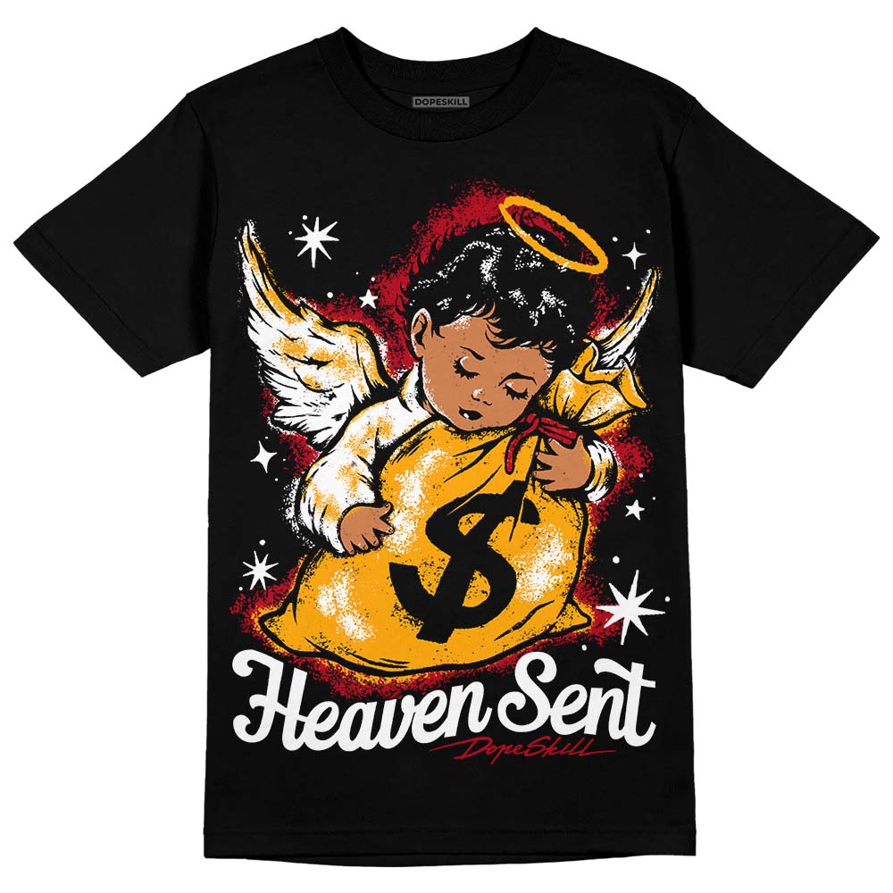 Jordan 7 Retro Cardinal DopeSkill T-Shirt Heaven Sent Graphic Streetwear - Black