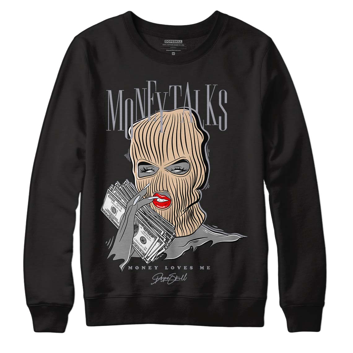 Jordan 4 Retro Frozen Moments DopeSkill Sweatshirt Money Talks Graphic Streetwear - Black