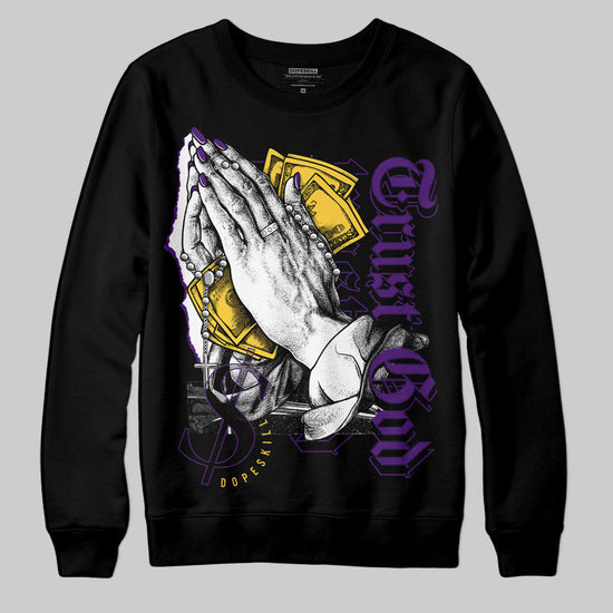 Jordan 12 “Field Purple” DopeSkill Sweatshirt Trust God Graphic Streetwear - Black