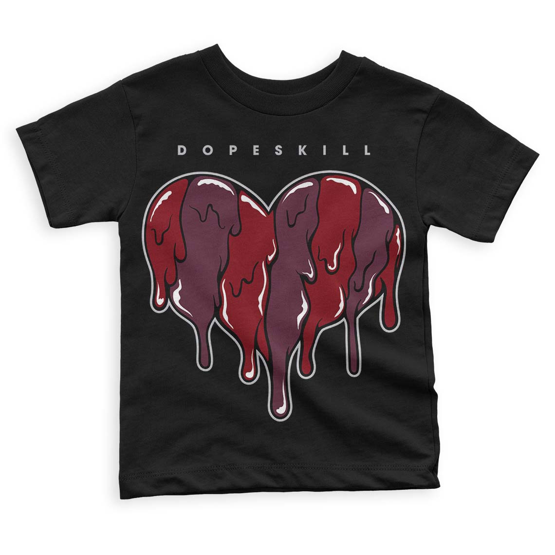 Jordan 5 Retro Burgundy (2023) DopeSkill Toddler Kids T-shirt Slime Drip Heart Graphic Streetwear - Black