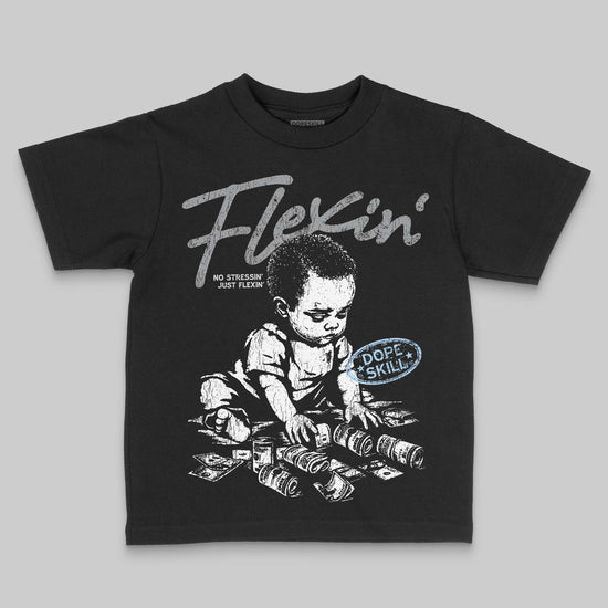 Jordan 5 Retro Wolf Grey (2026) DopeSkill Toddler Kids T-shirt Flexin' Graphic Streetwear - black