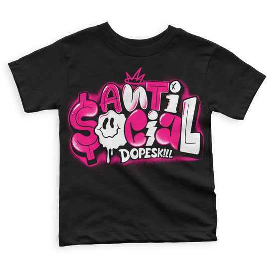 Jordan 1 Low GS “Fierce Pink” Dopeskill Toddler Kids T-shirt Anti Social Graphic Streetwear - Black