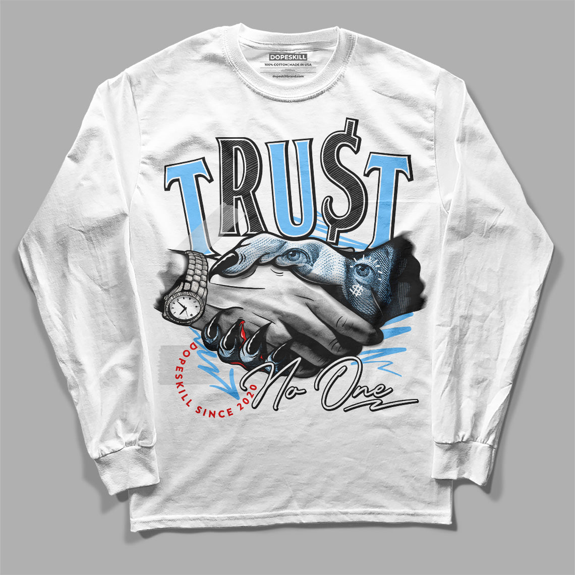 Travis Scott x Jordan 4 Retro 'Cactus Jack' DopeSkill Long Sleeve T-Shirt Trust No One Graphic Streetwear - White 