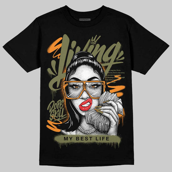 Olive Sneakers DopeSkill T-Shirt Living My Best Life Graphic Streetwear - Black