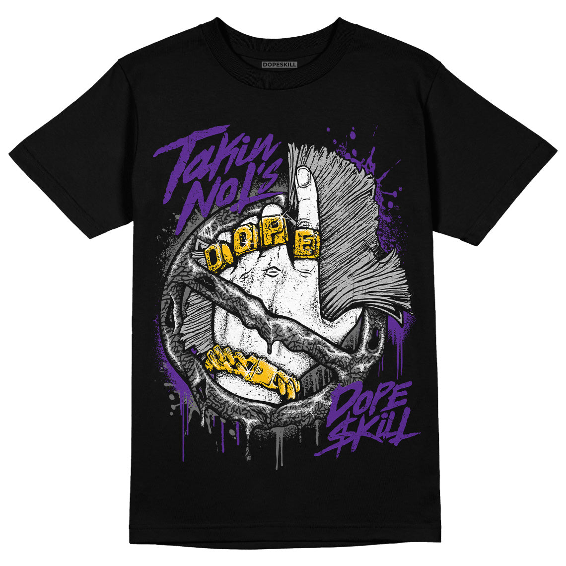 Jordan 3 Dark Iris DopeSkill T-Shirt Takin No L's Graphic Streetwear - Black