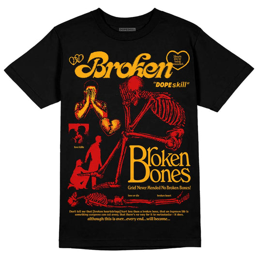 Jordan 7 Citrus DopeSkill T-Shirt Broken Bones Graphic Streetwear - Black