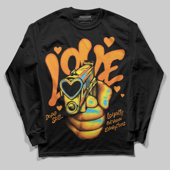 Orange, Black and White Sneakers DopeSkill Long Sleeve T-Shirt Love Shot Graphic Streetwear - black