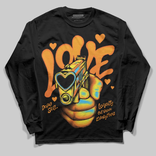 Orange, Black and White Sneakers DopeSkill Long Sleeve T-Shirt Love Shot Graphic Streetwear - black