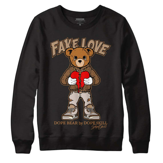 Jordan 3 Retro Palomino DopeSkill Sweatshirt Fake Love Graphic Streetwear - Black