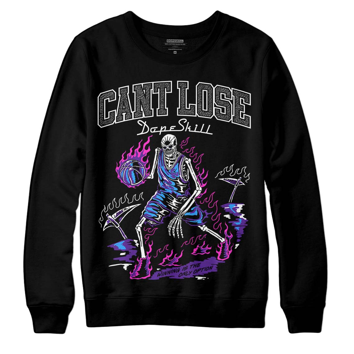 Jordan 3 Dark Iris DopeSkill Sweatshirt Cant Lose Graphic Streetwear - Black