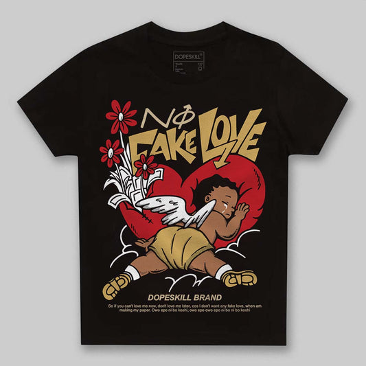 Jordan 4 Retro “Pizza” DopeSkill Toddler Kids T-shirt No Fake Love Graphic Streetwear - Black