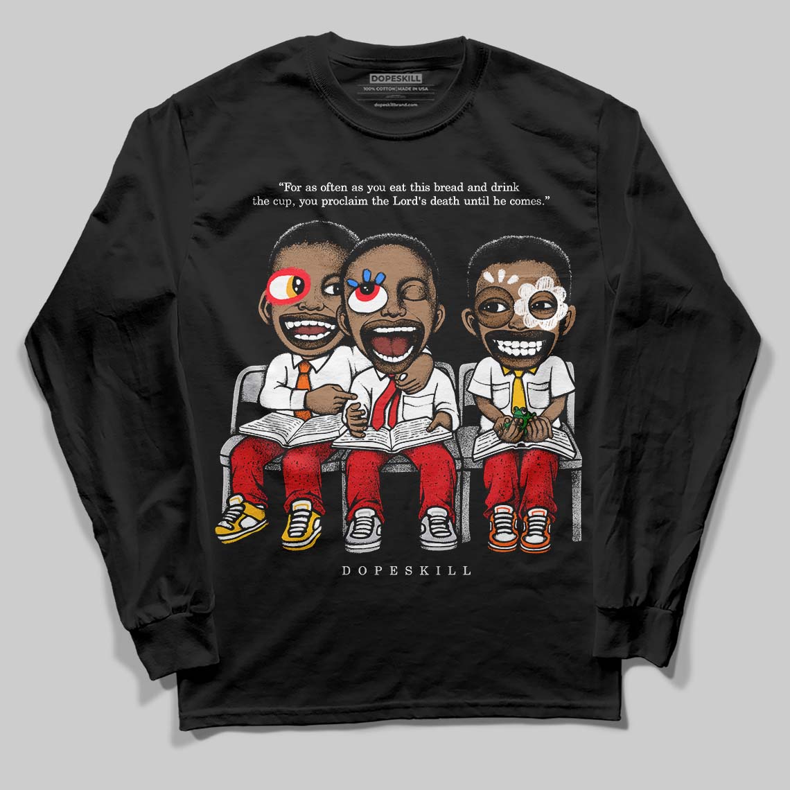 Jordan 4 Retro Red Cement DopeSkill Long Sleeve T-Shirt First Sunday Graphic Streetwear - black