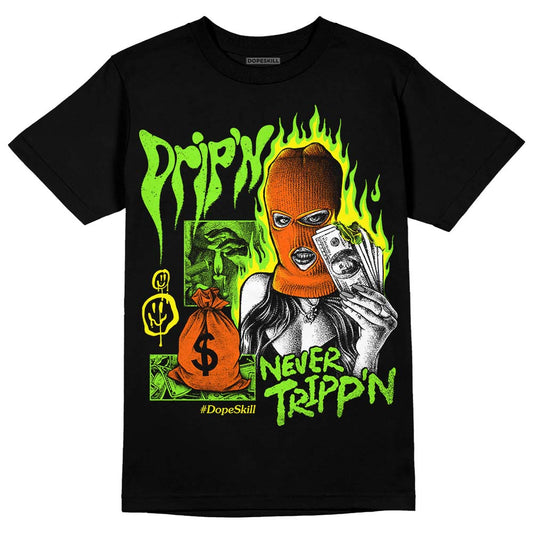 Neon Green Sneakers DopeSkill T-Shirt Drip'n Never Tripp'n Graphic Streetwear - Black