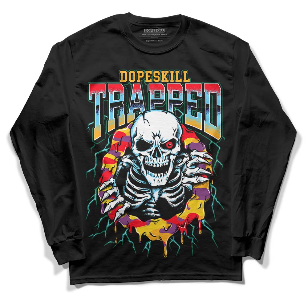 Jordan 1 Mid GS 'Six Championships DopeSkill Long Sleeve T-Shirt Trapped Halloween Graphic Streetwear - Black