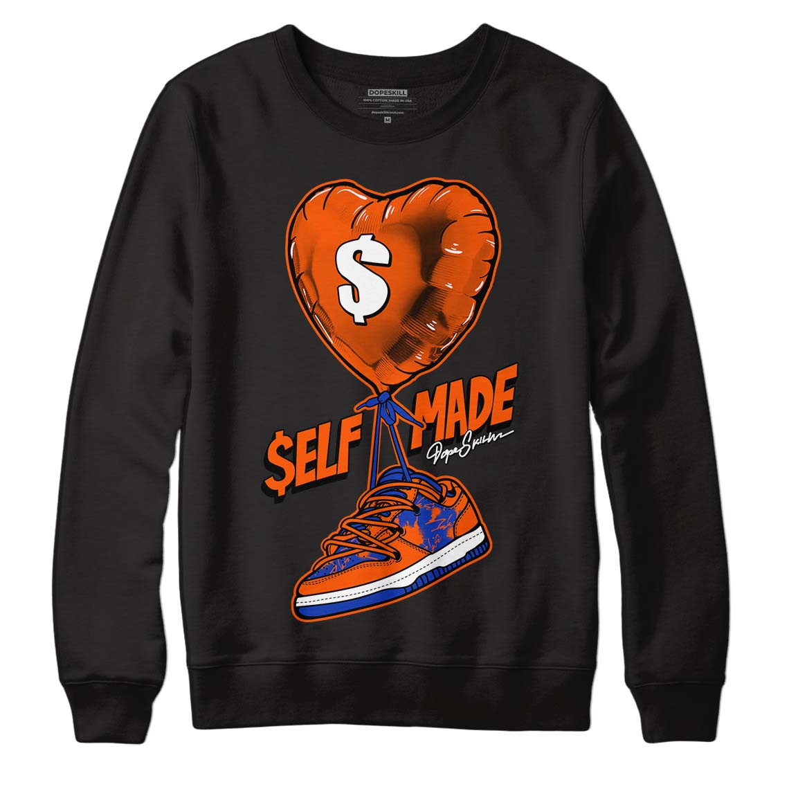 Dunk Low Futura Orange Blaze DopeSkill Sweatshirt Self Made Graphic Streetwear - Black