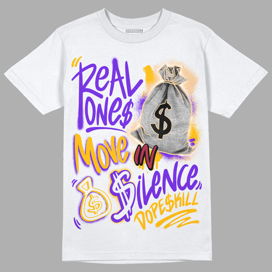 Jordan 7 SE Afrobeats DopeSkill T-Shirt Real Ones Move In Silence Graphic Streetwear - White 