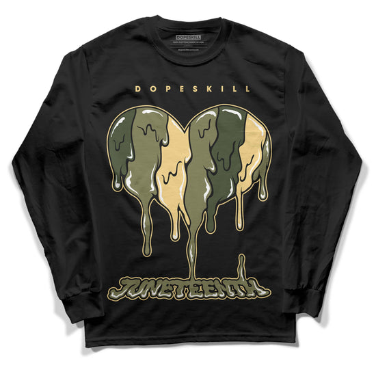 Jordan 4 Retro SE Craft Medium Olive DopeSkill Long Sleeve T-Shirt Juneteenth Heart Graphic Streetwear - Black