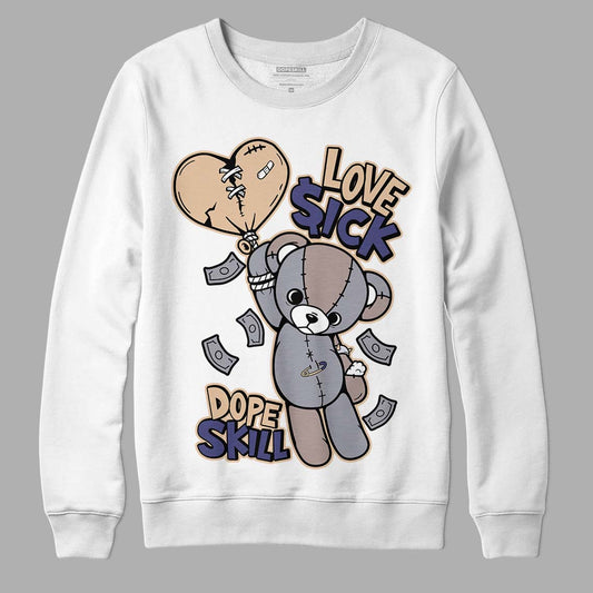 Jordan 4 Retro Frozen Moments DopeSkill Sweatshirt Love Sick Graphic Streetwear - White 