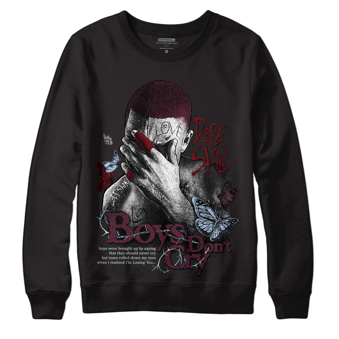 Jordan 5 Retro Burgundy (2023) DopeSkill Sweatshirt Boys Don't Cry Graphic Streetwear - Black