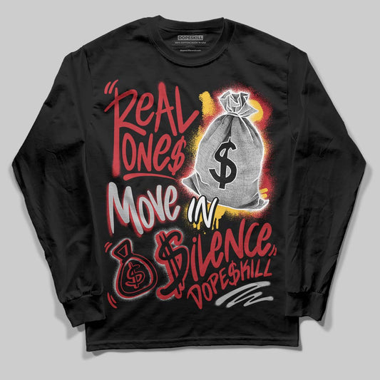 Jordan 14 Retro Ferrari (2025) DopeSkill Long Sleeve T-Shirt Real Ones Move In Silence Graphic Streetwear - Black