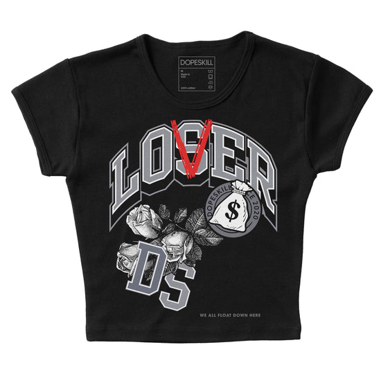 Jordan 14 Retro 'Stealth' DopeSkill Women's Crop Top Loser Lover Graphic Streetwear - Black