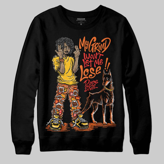 Orange, Black and White Sneakers DopeSkill Sweatshirt My Grind Won't Let Me Lose Graphic Streetwear - Black