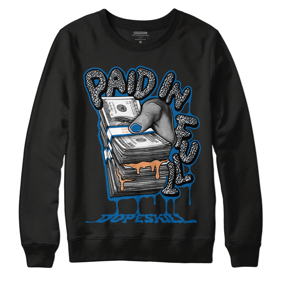 Jordan 3 Retro Wizards DopeSkill Sweatshirt Paid In Full Graphic Streetwear - Black