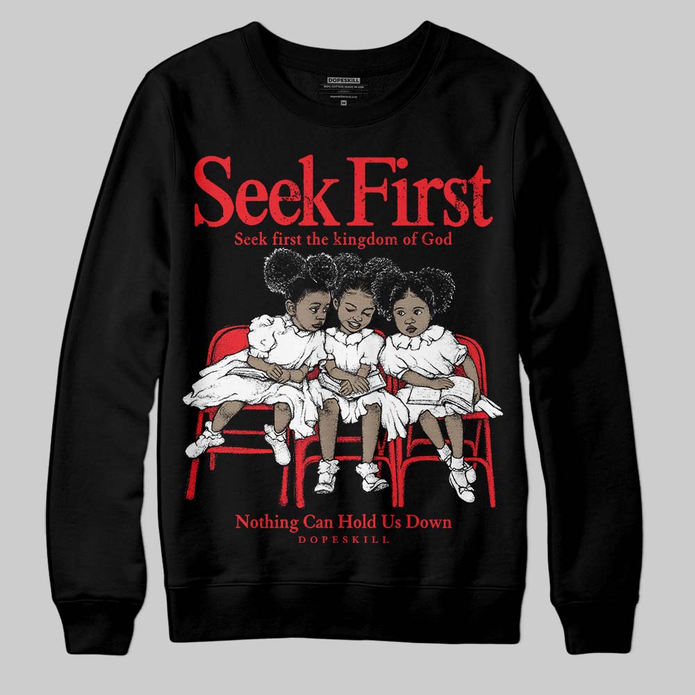 Red Sneakers DopeSkill Sweatshirt New Seek First Graphic Streetwear - Black