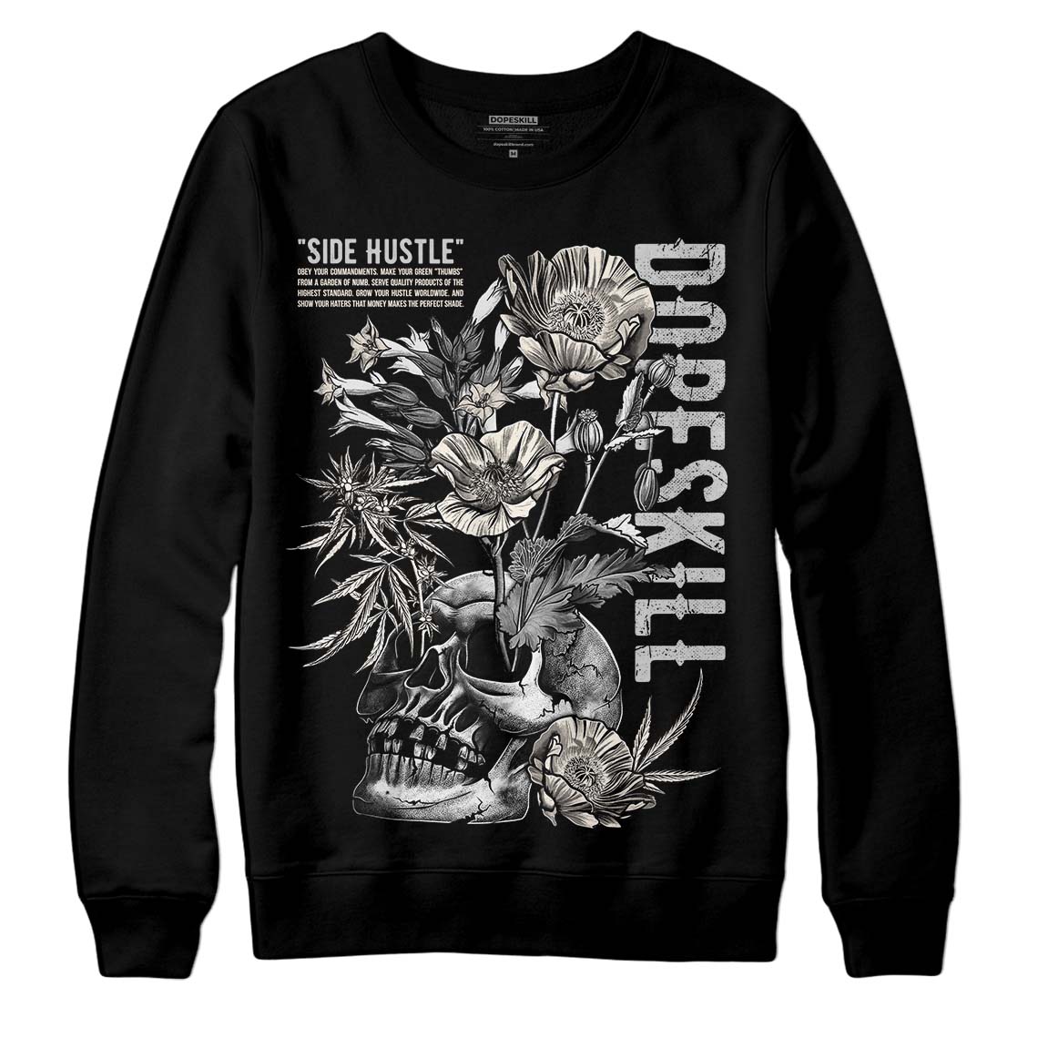 Jordan 3 “Off Noir” DopeSkill Sweatshirt Side Hustle Graphic Streetwear - Black