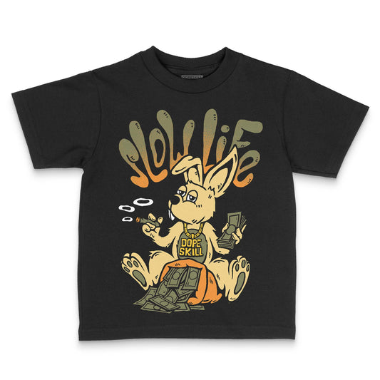 Olive Sneakers DopeSkill Toddler Kids T-shirt Slow Life Graphic Streetwear - black