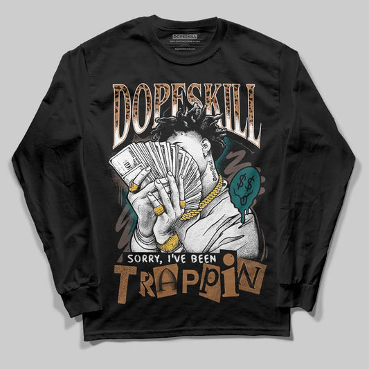 Adidas Samba OG Leopard Pack Collegiate Green DopeSkill Long Sleeve T-Shirt Sorry I've Been Trappin Graphic Streetwear - Black