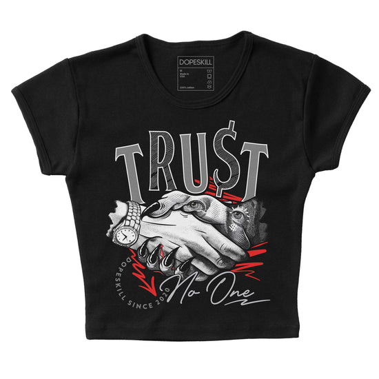 Grey Sneakers DopeSkill Women's Crop Top Trust No One Graphic Streetwear - Black