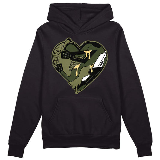 Jordan 4 Retro SE Craft Medium Olive DopeSkill Hoodie Sweatshirt Heart Jordan 4  Graphic Streetwear - Black