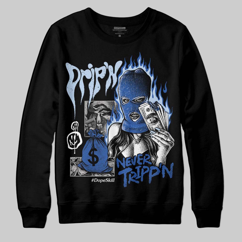 Awake NY x Jordan 5 Retro 'Black Racer Blue' DopeSkill Sweatshirt Drip'n Never Tripp'n Graphic Streetwear - Black