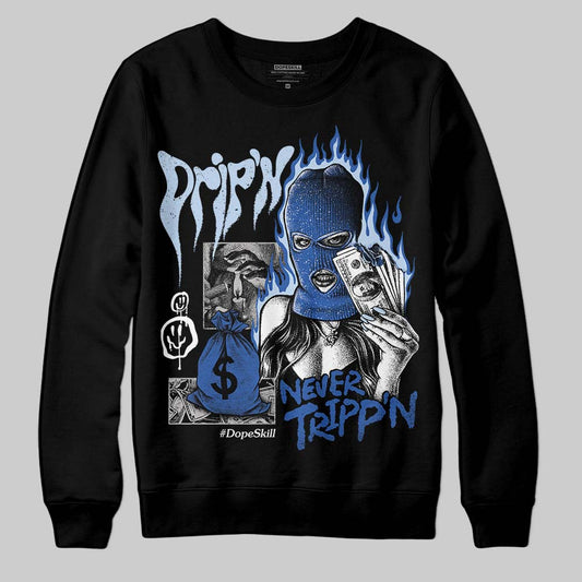 Awake NY x Jordan 5 Retro 'Black Racer Blue' DopeSkill Sweatshirt Drip'n Never Tripp'n Graphic Streetwear - Black