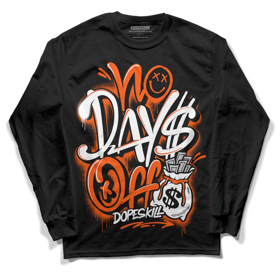 MSCHF Super Normal 2 Orange Milk DopeSkill Long Sleeve T-Shirt No Days Off Graphic Streetwear - Black