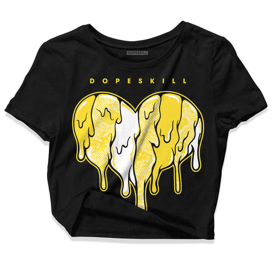 Jordan 11 Low 'Yellow Snakeskin' DopeSkill Women's Crop Top Slime Drip Heart Graphic Streetwear - Black