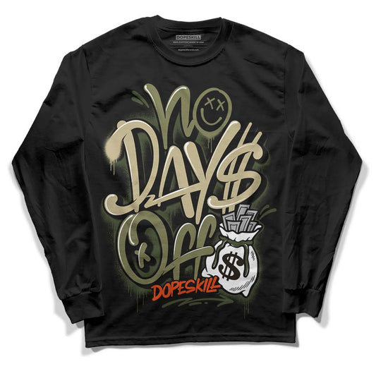 Olive Sneakers DopeSkill Long Sleeve T-Shirt No Days Off Graphic Streetwear - Black