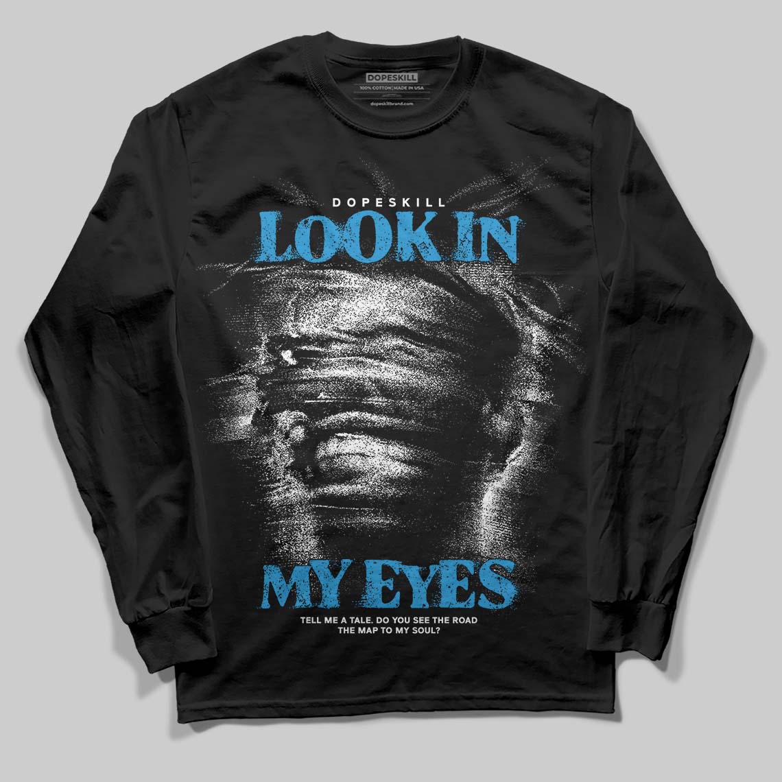 Royal Blue Sneakers DopeSkill Long Sleeve T-Shirt Look In My Eyes Graphic Streetwear - Black