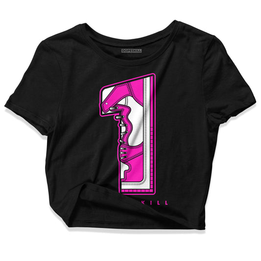 Dunk Low GS “Active Fuchsia” DopeSkill Women's Crop Top No.1 Graphic Streetwear - Black