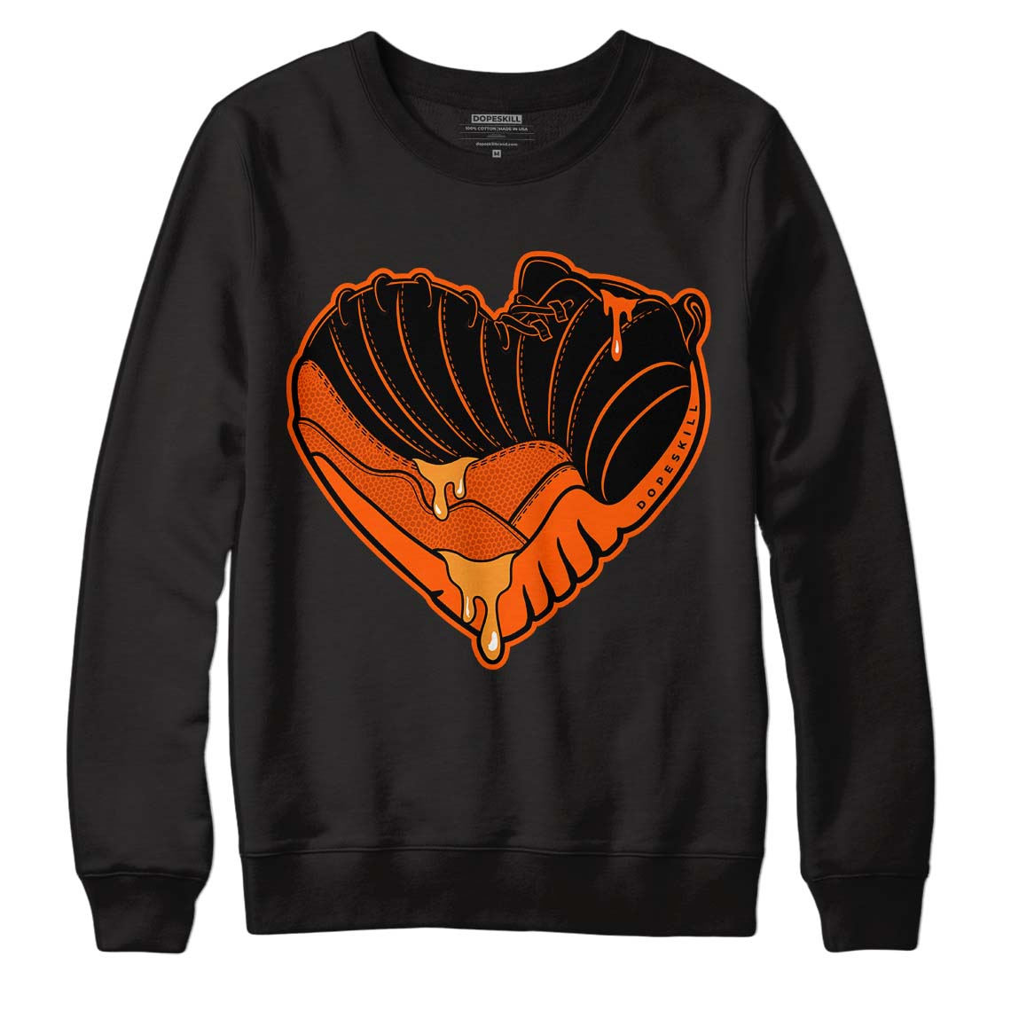 Jordan 12 Retro Brilliant Orange DopeSkill Sweatshirt Heart Jordan 12 Graphic Streetwear - Black