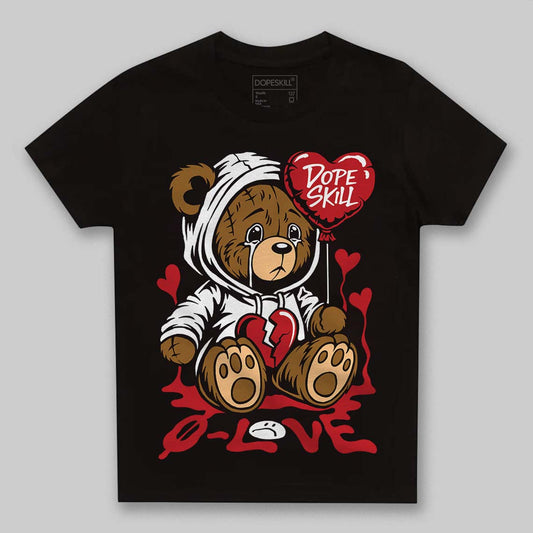 Jordan 5 Retro Fire Red Black Tongue (2025) DopeSkill Toddler Kids T-shirt Broken Bear Graphic Streetwear - Black