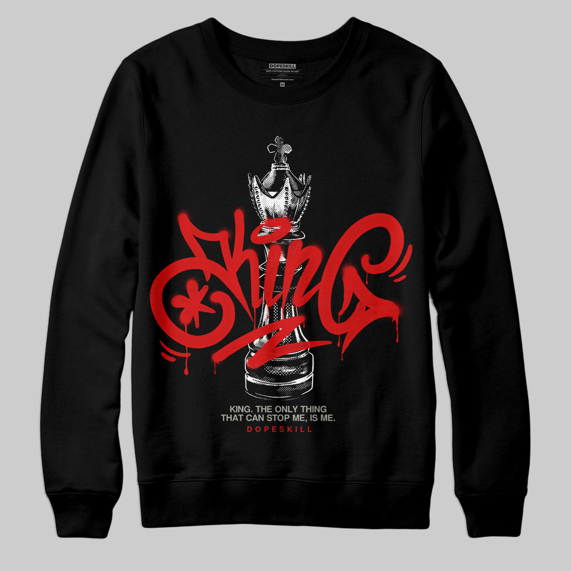 Jordan 3 Fire Red DopeSkill Sweatshirt King Chess Graphic Streetwear - Black