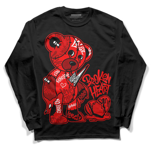 Jordan 1 Retro High OG "Satin Bred" DopeSkill Long Sleeve T-Shirt Broken Heart Graphic Streetwear - Black